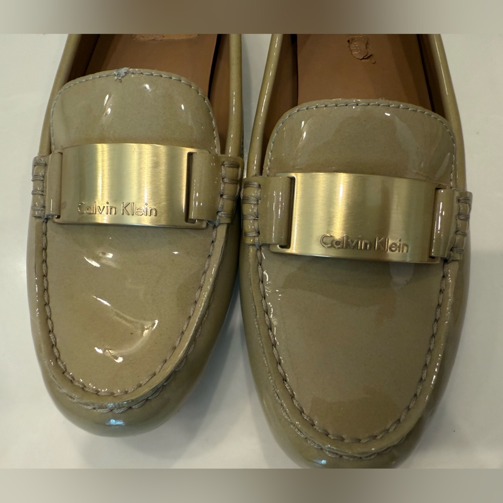 Calvin Klein Women's Beige Patent Loafers - Picture 5 of 9